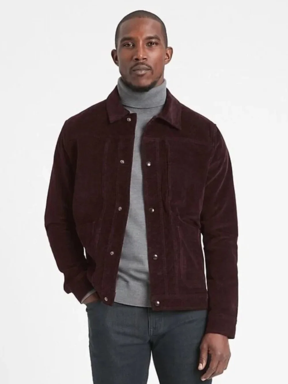 Banana Republic Italian Corduroy Shirt Jacket Wine - Medium